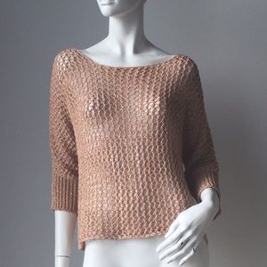 Cotton On Pale Orange Crochet 3/4 Sleeve Top